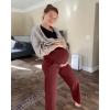 imageG4Free Maternity Pants Over The Belly Yoga Dress Work Pregnancy Pants Stretchy Lounge Wide Leg Trousers with PocketsDark Burgundy