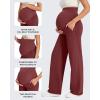 imageG4Free Maternity Pants Over The Belly Yoga Dress Work Pregnancy Pants Stretchy Lounge Wide Leg Trousers with PocketsDark Burgundy