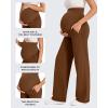 imageG4Free Maternity Pants Over The Belly Yoga Dress Work Pregnancy Pants Stretchy Lounge Wide Leg Trousers with PocketsDark Coffee