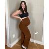 imageG4Free Maternity Pants Over The Belly Yoga Dress Work Pregnancy Pants Stretchy Lounge Wide Leg Trousers with PocketsDark Coffee