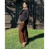 imageG4Free Maternity Pants Over The Belly Yoga Dress Work Pregnancy Pants Stretchy Lounge Wide Leg Trousers with PocketsDark Coffee