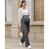 imageG4Free Maternity Pants Over The Belly Yoga Dress Work Pregnancy Pants Stretchy Lounge Wide Leg Trousers with PocketsDark Gray
