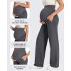imageG4Free Maternity Pants Over The Belly Yoga Dress Work Pregnancy Pants Stretchy Lounge Wide Leg Trousers with PocketsDark Gray