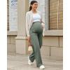 imageG4Free Maternity Pants Over The Belly Yoga Dress Work Pregnancy Pants Stretchy Lounge Wide Leg Trousers with PocketsGray Sage