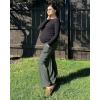 imageG4Free Maternity Pants Over The Belly Yoga Dress Work Pregnancy Pants Stretchy Lounge Wide Leg Trousers with PocketsGray Sage