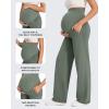 imageG4Free Maternity Pants Over The Belly Yoga Dress Work Pregnancy Pants Stretchy Lounge Wide Leg Trousers with PocketsGray Sage