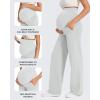 imageG4Free Maternity Pants Over The Belly Yoga Dress Work Pregnancy Pants Stretchy Lounge Wide Leg Trousers with PocketsLight Gray