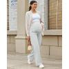 imageG4Free Maternity Pants Over The Belly Yoga Dress Work Pregnancy Pants Stretchy Lounge Wide Leg Trousers with PocketsLight Gray