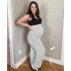 imageG4Free Maternity Pants Over The Belly Yoga Dress Work Pregnancy Pants Stretchy Lounge Wide Leg Trousers with PocketsLight Gray