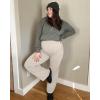 imageG4Free Maternity Pants Over The Belly Yoga Dress Work Pregnancy Pants Stretchy Lounge Wide Leg Trousers with PocketsLight Khaki