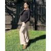 imageG4Free Maternity Pants Over The Belly Yoga Dress Work Pregnancy Pants Stretchy Lounge Wide Leg Trousers with PocketsLight Khaki