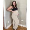 imageG4Free Maternity Pants Over The Belly Yoga Dress Work Pregnancy Pants Stretchy Lounge Wide Leg Trousers with PocketsLight Khaki