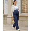 imageG4Free Maternity Pants Over The Belly Yoga Dress Work Pregnancy Pants Stretchy Lounge Wide Leg Trousers with PocketsRoyal Blue