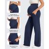 imageG4Free Maternity Pants Over The Belly Yoga Dress Work Pregnancy Pants Stretchy Lounge Wide Leg Trousers with PocketsRoyal Blue