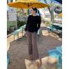 imageG4Free Maternity Pants Over The Belly Yoga Dress Work Pregnancy Pants Stretchy Lounge Wide Leg Trousers with PocketsTaupe
