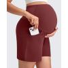imageG4Free Maternity Shorts with Pockets Over The Belly Stretchy 6 Pregnancy Yoga Pants Athletic WorkoutDark Burgundy