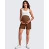 imageG4Free Maternity Shorts with Pockets Over The Belly Stretchy 6 Pregnancy Yoga Pants Athletic WorkoutDark Coffee