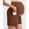 imageG4Free Maternity Shorts with Pockets Over The Belly Stretchy 6 Pregnancy Yoga Pants Athletic WorkoutDark Coffee