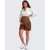 imageG4Free Maternity Shorts with Pockets Over The Belly Stretchy 6 Pregnancy Yoga Pants Athletic WorkoutDark Coffee