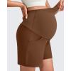 imageG4Free Maternity Shorts with Pockets Over The Belly Stretchy 6 Pregnancy Yoga Pants Athletic WorkoutDark Coffee