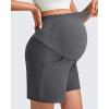 imageG4Free Maternity Shorts with Pockets Over The Belly Stretchy 6 Pregnancy Yoga Pants Athletic WorkoutDark Gray