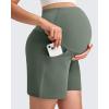 imageG4Free Maternity Shorts with Pockets Over The Belly Stretchy 6 Pregnancy Yoga Pants Athletic WorkoutGray Sage