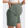 imageG4Free Maternity Shorts with Pockets Over The Belly Stretchy 6 Pregnancy Yoga Pants Athletic WorkoutGray Sage