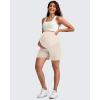 imageG4Free Maternity Shorts with Pockets Over The Belly Stretchy 6 Pregnancy Yoga Pants Athletic WorkoutLight Khaki