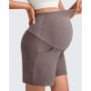 imageG4Free Maternity Shorts with Pockets Over The Belly Stretchy 6 Pregnancy Yoga Pants Athletic WorkoutTaupe