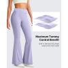 imageG4Free Ribbed Flare Yoga Pants for Women High Waisted Bell Bottom Leggings Tummy Control PetiteRegularTallPurple