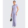 imageG4Free Ribbed Flare Yoga Pants for Women High Waisted Bell Bottom Leggings Tummy Control PetiteRegularTallPurple