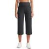 imageG4Free Ribbed Wide Leg Yoga Pants for Women Drawstring Elastic Waist Loose Casual Capris with PocketsBlack