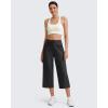 imageG4Free Ribbed Wide Leg Yoga Pants for Women Drawstring Elastic Waist Loose Casual Capris with PocketsBlack