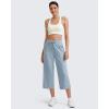 imageG4Free Ribbed Wide Leg Yoga Pants for Women Drawstring Elastic Waist Loose Casual Capris with PocketsBlue Willow