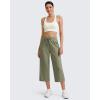 imageG4Free Ribbed Wide Leg Yoga Pants for Women Drawstring Elastic Waist Loose Casual Capris with PocketsGray Olive