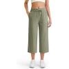 imageG4Free Ribbed Wide Leg Yoga Pants for Women Drawstring Elastic Waist Loose Casual Capris with PocketsGray Olive