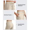 imageG4Free Ribbed Wide Leg Yoga Pants for Women Drawstring Elastic Waist Loose Casual Capris with PocketsLight Khaki