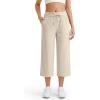imageG4Free Ribbed Wide Leg Yoga Pants for Women Drawstring Elastic Waist Loose Casual Capris with PocketsLight Khaki