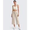 imageG4Free Ribbed Wide Leg Yoga Pants for Women Drawstring Elastic Waist Loose Casual Capris with PocketsLight Khaki