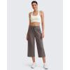 imageG4Free Ribbed Wide Leg Yoga Pants for Women Drawstring Elastic Waist Loose Casual Capris with PocketsTaupe