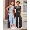 imageG4Free Ribbed Wide Leg Yoga Pants for Women with Pockets Drawstring High Waist Casual Lounge Pants PetiteRegularTallBlack