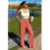 imageG4Free Ribbed Wide Leg Yoga Pants for Women with Pockets Drawstring High Waist Casual Lounge Pants PetiteRegularTallBurnt Orange