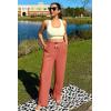 imageG4Free Ribbed Wide Leg Yoga Pants for Women with Pockets Drawstring High Waist Casual Lounge Pants PetiteRegularTallBurnt Orange