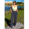 imageG4Free Ribbed Wide Leg Yoga Pants for Women with Pockets Drawstring High Waist Casual Lounge Pants PetiteRegularTallDark Navy