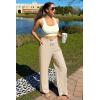 imageG4Free Ribbed Wide Leg Yoga Pants for Women with Pockets Drawstring High Waist Casual Lounge Pants PetiteRegularTallLight Khaki