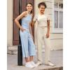 imageG4Free Ribbed Wide Leg Yoga Pants for Women with Pockets Drawstring High Waist Casual Lounge Pants PetiteRegularTallLight Khaki