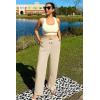 imageG4Free Ribbed Wide Leg Yoga Pants for Women with Pockets Drawstring High Waist Casual Lounge Pants PetiteRegularTallLight Khaki
