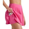 imageG4Free Tennis Skirts for Women Elastic Waist Pleated Casual Athletic Golf Pickleball Skorts with PocketsRose Pink