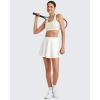 imageG4Free Tennis Skirts for Women Elastic Waist Pleated Casual Athletic Golf Pickleball Skorts with PocketsWhite