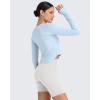 imageG4Free UPF 50 Rash Guard for Women Long Sleeve Workout Tops Lightweight Sun Shirts UV Protection Athletic HikingLight Denim